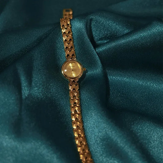 Francesca - Vintage Circle Dial Gold Watch for Her