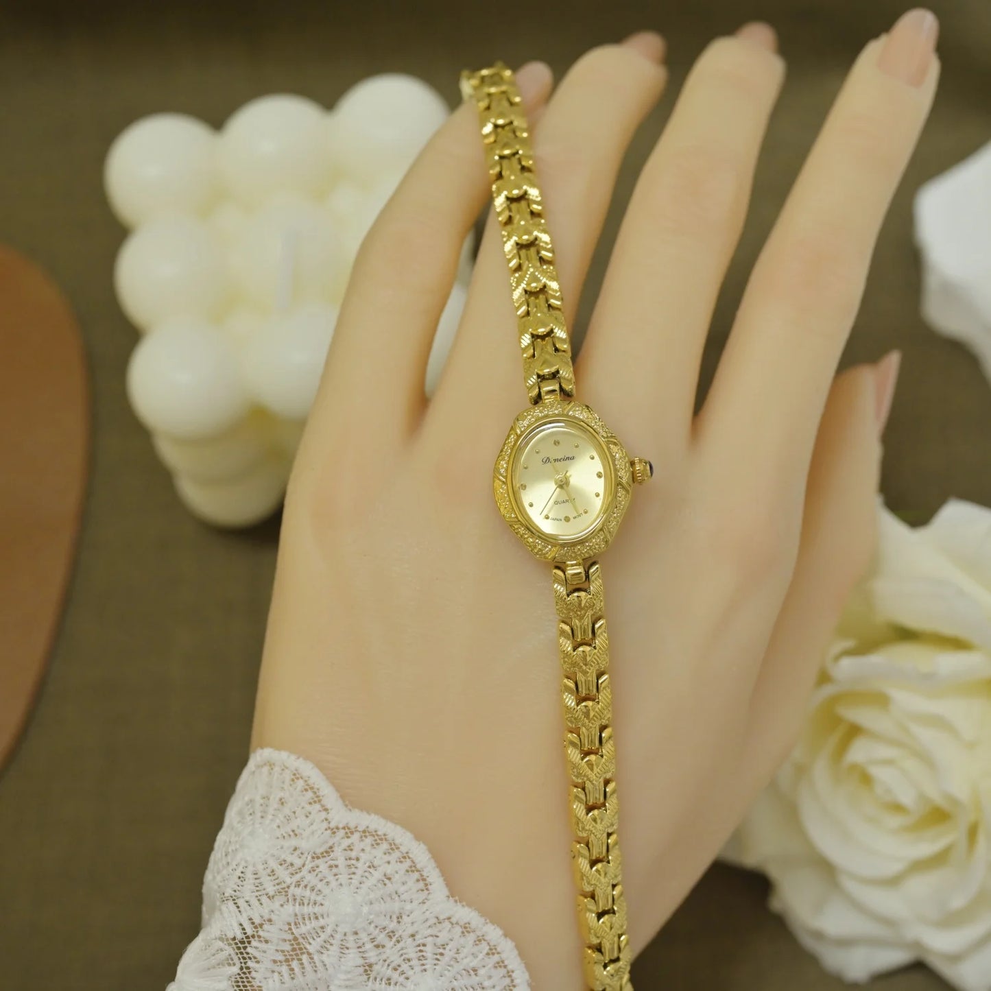 Chloé - Vintage French Luxury Small Gold Dial Watch for Her