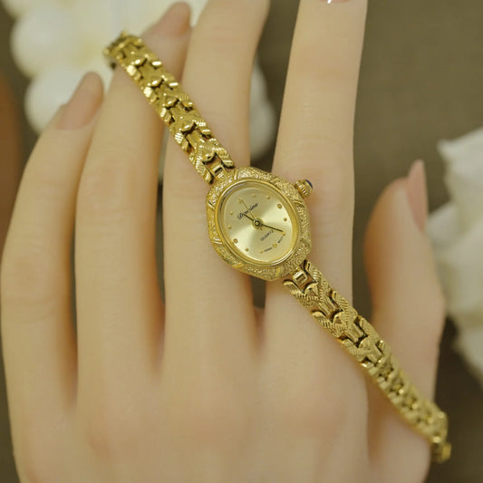 Chloé - Vintage French Luxury Small Gold Dial Watch for Her